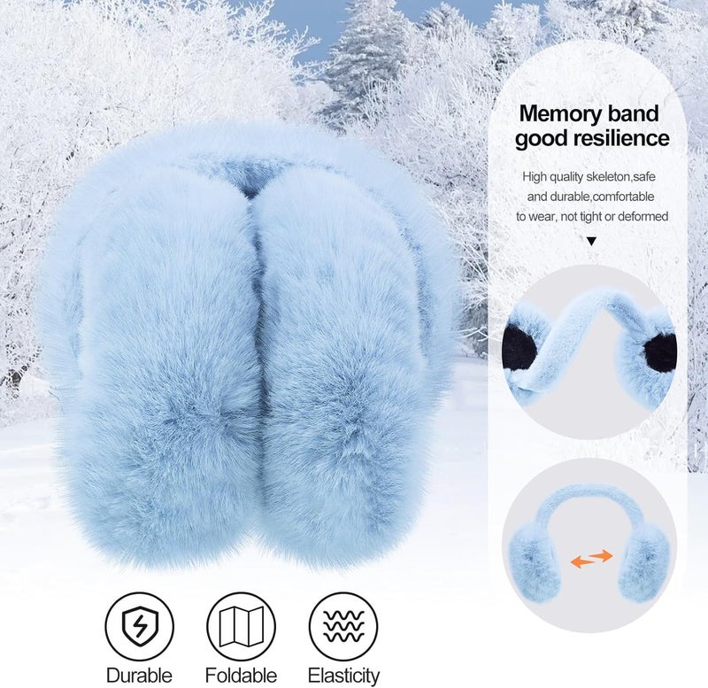CHUANGLI Foldable Ear Muffs for Women Cold Weather Fluffy Earmuffs Winter Warm Headband Cute Slouchy Ear Warmers - Image 4